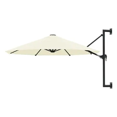 vidaXL Wall-Mounted Parasol with Metal Pole 300cm Sand Outdoor Patio Umbrella