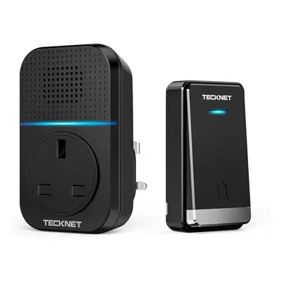 (Black) TECKNET Wireless Doorbell, No Battery Required Self-Powered Door Bell