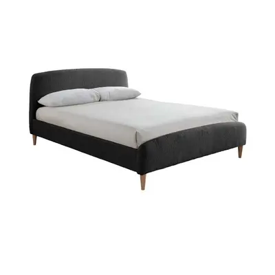 Grey Double Bed Frame Birlea Otley 135cm 4FT6 Fabric Bedstead Charcoal