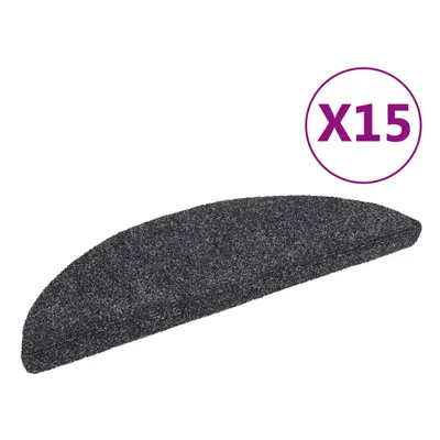 vidaXL 15x Self-adhesive Stair Mats Needle Punch 56x17x3cm Dark Grey Tread Pad