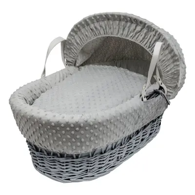 Grey Dimple Grey Wicker Moses Basket With Mattress And Padded Liner