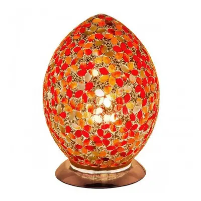 Mosaic Glass Egg Lamp - Red Flower