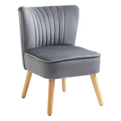 HOMCOM Velvet Accent Chair Occasional Tub Chair for Living Room Bedroom Grey