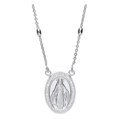 Jewelco London Ladies Sterling Silver Religious Medallion Bead Necklace inch - GVK288