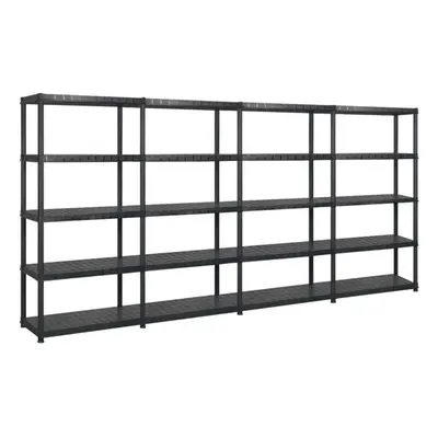 vidaXL Storage Shelf 5-Tier Black Plastic Indoor Home Furniture Storage Rack