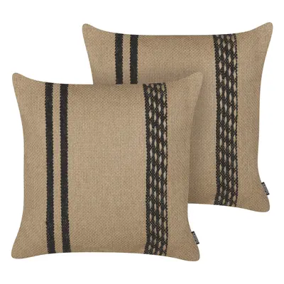 Set of Decorative Cushions DESALIX Jute x cm Beige Striped