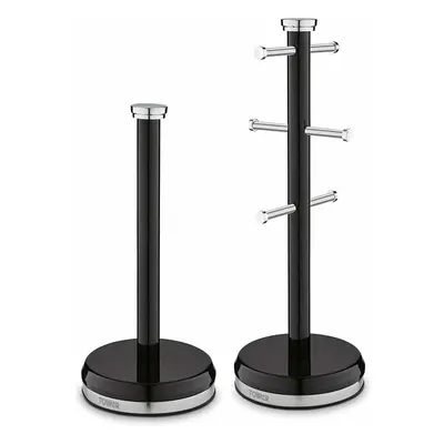 Kitchen Storage 'Belle' Stylish Towel Pole And Mug Tree Set in Black ""Noir"