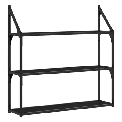 (black, x x 78.5 cm) vidaXL 3-Tier Wall Shelf Floating Shelf Wall Mounted Shelf Engineered Wood