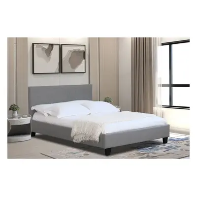 (4ft6 Double, With Amelia Mattress) Modern Fabric Bedframe Light Grey