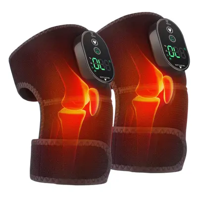 (2PCS-black) Cordless in Hot Compress Knee Massage Pad Infrared Heating Knee Elbow Joint Warm