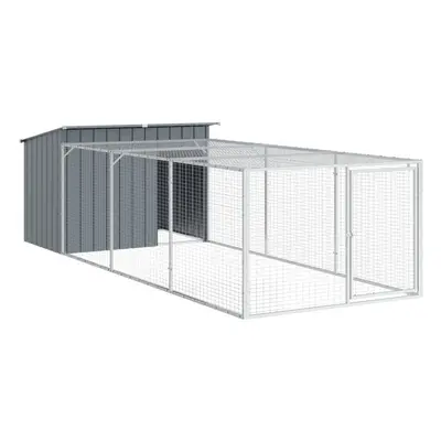 vidaXL Dog House with Run Dog Kennel Dog Crate Anthracite Galvanised Steel