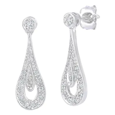 Jewelco London 9ct White Gold Round 10pts Diamond Teardrop Drop Earrings - PE0AXL5585W