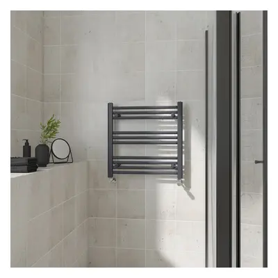 (Straight, 600x600mm) Warmehaus Heated Towel Rail Anthracite Bathroom Ladder Style Radiator Grey