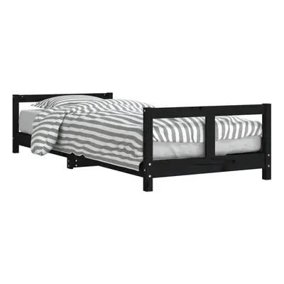 (black, x cm) vidaXL Kids Bed Frame Wooden Bed Base Bedstead for Children Solid Wood Pine