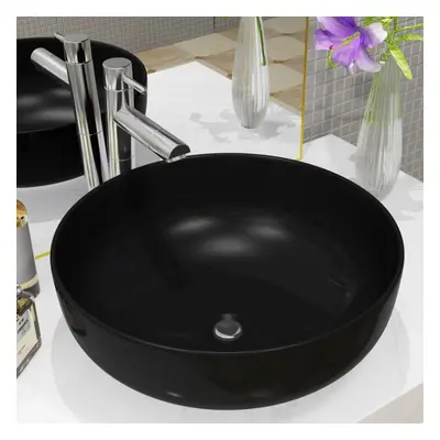 vidaXL Basin Ceramic Round Black 41.5x13.5cm Bathroom Countertop Wash Sink