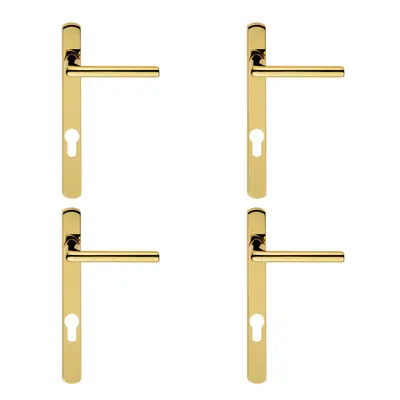 4x PAIR Straight Lever on Narrow Euro Lock Backplate x 26mm Stainless Brass