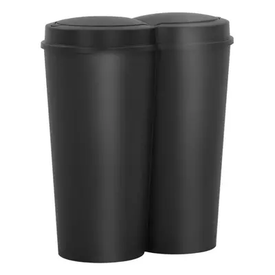 vidaXL Duo Bin Trash Can Black L Kitchen Garbage Bin Waste Separator Set