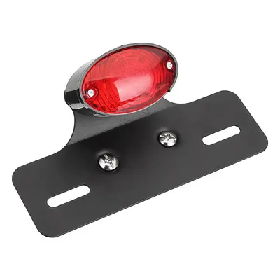 (Black) 12V Motorcycle Rear Brake Stop Red Light License Plate Bracket Tail Lights Chrome/Black