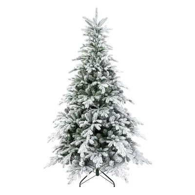 HOMCOM Ft Artificial Christmas Tree with Realistic Snow Branches, LED Lights