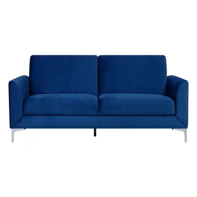 3 Seater Velvet Sofa Navy Blue FENES