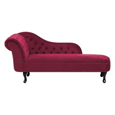 Left Hand Chaise Lounge Velvet Burgundy NIMES