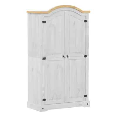 (white) vidaXL Wardrobe Cupboard Closet Clothes Storage Organiser Solid Wood Pine