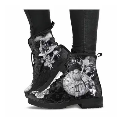 ( Black, 38) STUNNING Woman's Fashion Alice In Wonderland Steampunk Ankle Boots