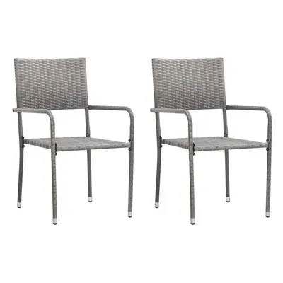 vidaXL Garden Dining Chairs pcs Stackable Outdoor Chair Grey Poly Rattan