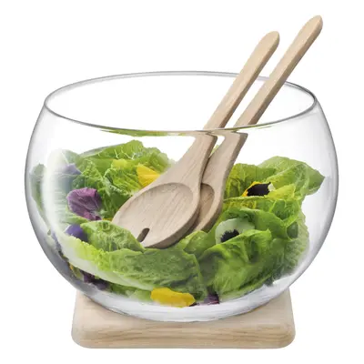 LSA International Serve Salad Set & Oak Base, ?10.75 in, Clear