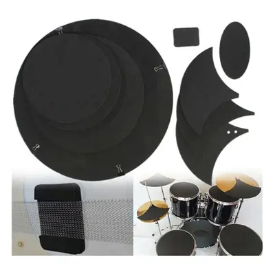 10Pcs Bass Snare Drum Sound off Mute Silencer Drumming Rubber Practice Pad Set