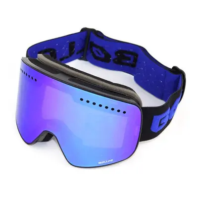 (Blue) Magnetic Ski Goggles UV400 Double Lens Anti-fog Mountaineering Glasses Men Women Snowmobi