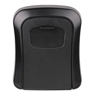 (Black) Wall Mounted 4-Digit Combination Lock Key Safe Storage Box Home Gate Coffer