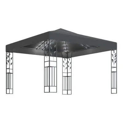 vidaXL Gazebo with LED String Lights 3x3 m Anthracite Outdoor Pavilion Sunshade