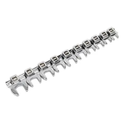 10pc Open Ended Crows Foot Nut Spanner Socket Set - 3/8" Square Drive Ratchet