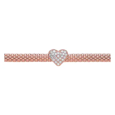 Jewelco London Rose Gold-Plated Sterling Silver Cubic Zirconia Correana Pave Heart Bracelet - GV