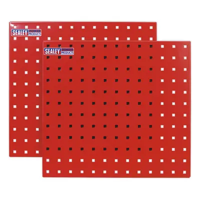 2 PACK - x 500mm Red Wall Mounted Tool Storage Hook Panel - Warehouse Tray