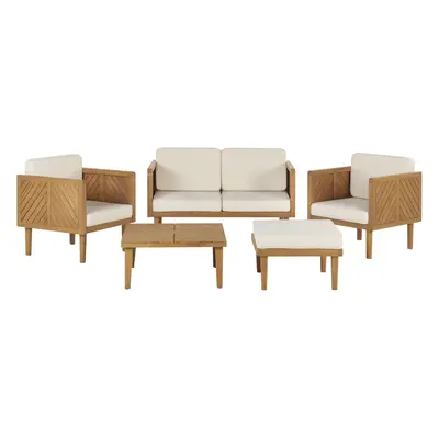 2 Seater Sofa with Armchairs BARATTI Acacia Wood Light Wood