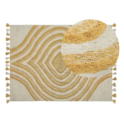 Cotton Area Rug x cm Beige and Yellow BINGOL