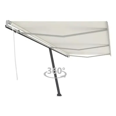 vidaXL Freestanding Manual Retractable Awning 600x300 cm Cream Outdoor Patio