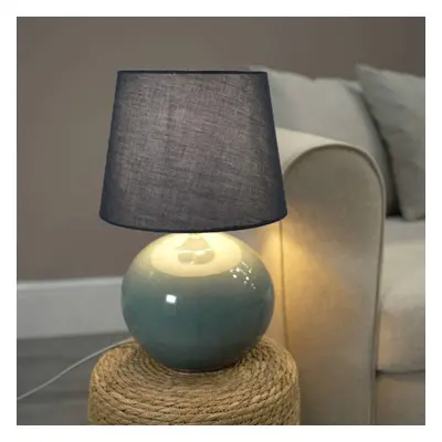 ValueLights Bosco Eucalyptus Table Lamp & Black Tapered Shade & Bulb