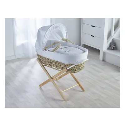 White Wish Upon A Star Palm Moses Basket with Folding Stand Natural