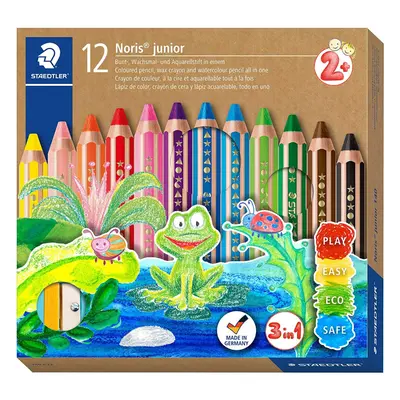 STAEDTLER Noris junior 3-in-1 colouring pencil pack of assorted colours + sharpener