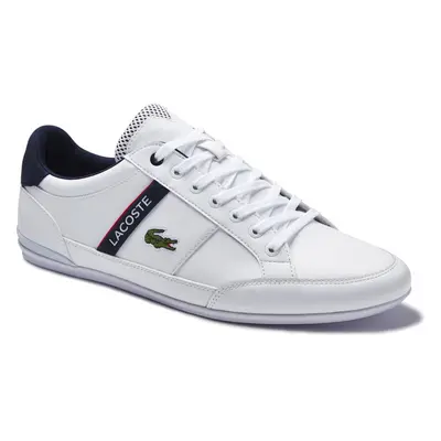 (White Navy Red, UK 10.5) Lacoste Chaymon Mens Lace Up Trainers Shoes