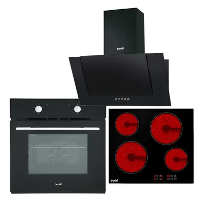 Baridi Zone Ceramic Hob, Function Fan-Assisted Oven & Angled Cooker Hood Bundle - DH186