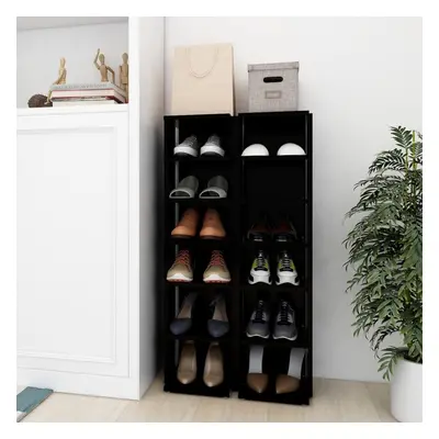 vidaXL 2x Shoe Cabinets Black Household Shoe Storage Shelf Rack Footwear Set