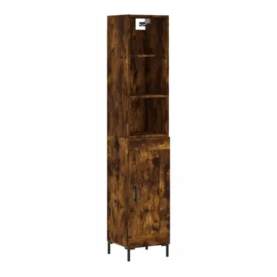 (smoked oak, wood door) vidaXL Highboard Sideboard Storage Cabinet Side Cabinet White Engineered