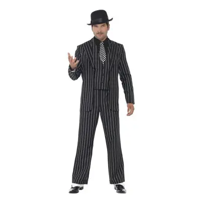 Smiffy's Adult Men's Vintage Gangster Boss Costume, Jacket, Tie, Waistcoat Mock