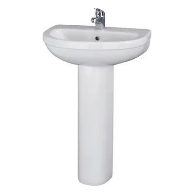 Round Tap Hole Basin & Full Pedestal - 550mm