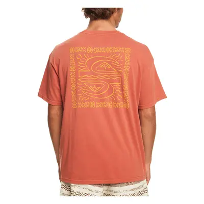 (L, Baked Clay) Quiksilver Mens Natural Vibe Short Sleeve Crew Neck Cotton T-Shirt - Baked Clay