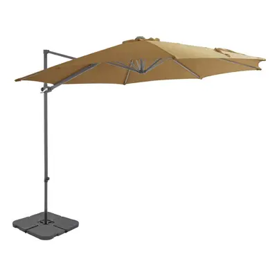 vidaXL Outdoor Umbrella with Portable Base Taupe Garden Patio Parasol Sunshade